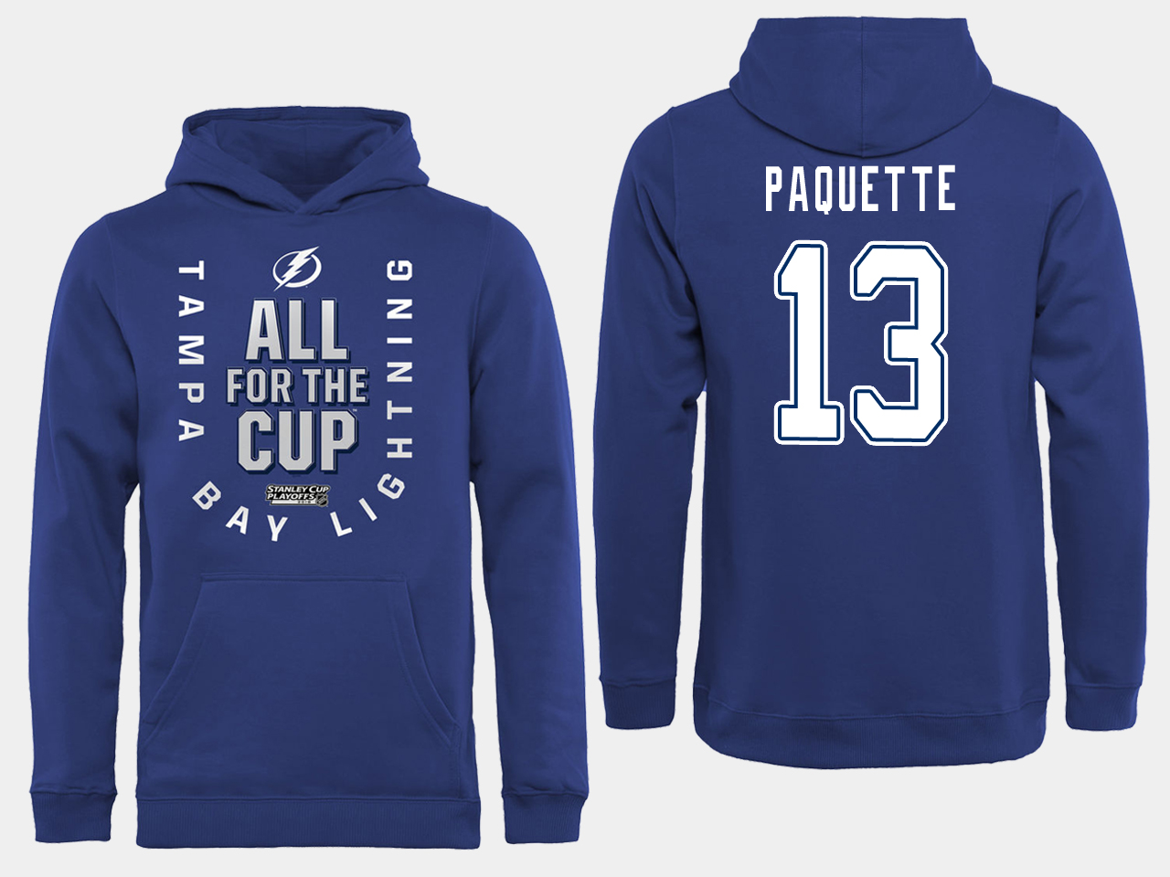 NHL Men adidas Tampa Bay Lightning #13 Paquette blue All for the Cup Hoodie